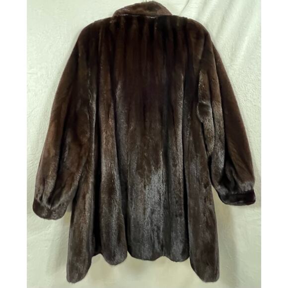BIRGER CHRISTENSEN Worlds Finest Dark Ranch Mink Fur Mid Length Swing Coat Sz 12 - Picture 7 of 16